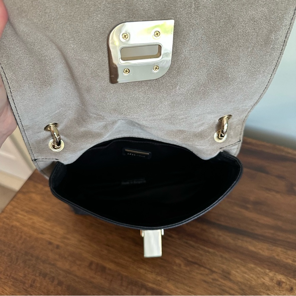 NWOT. Coccinelle Gray Snakeskin Crossbody Bag with Gold Hardware. Leather. - Picture 6 of 10